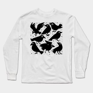 Cute black crows illustration Long Sleeve T-Shirt